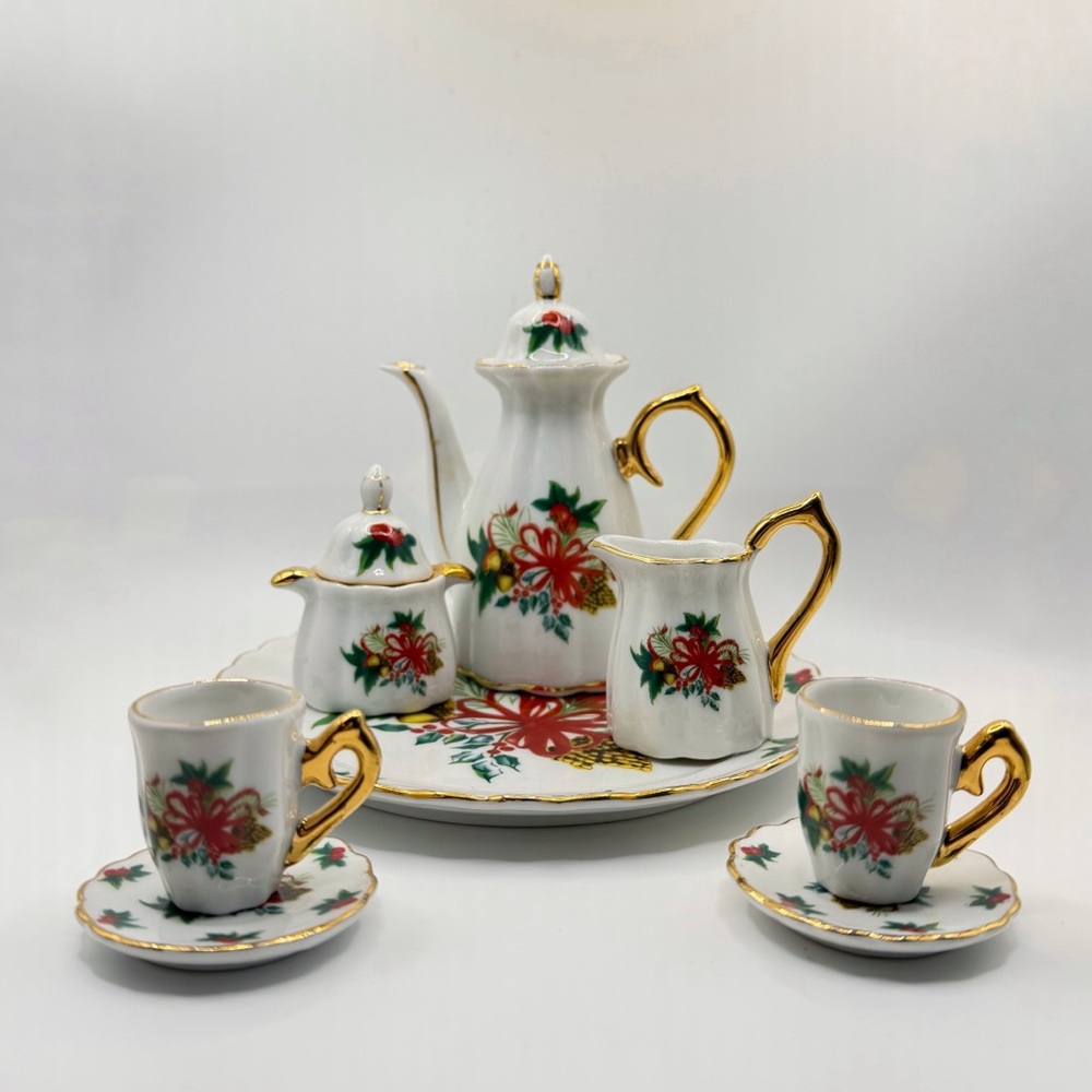Miniature Porcelain Tea Set Christmas Winter 10 pieces Formalities by Baum Bros.